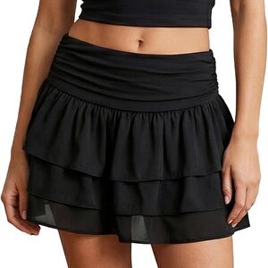 Layered Black Mini Skirt - Classic Ruffle Fit